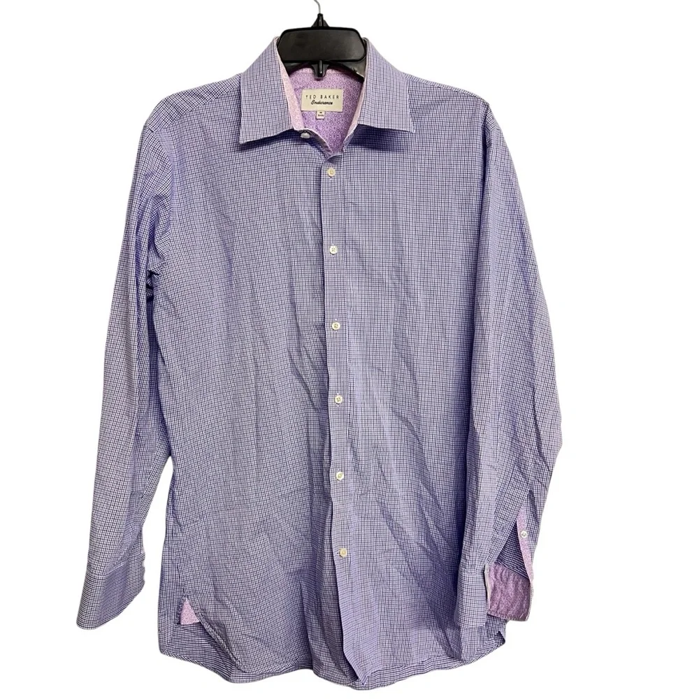Men’s Ted Baker Endurance Checkered Button Down Dress Shirt - Picture 1 of 5